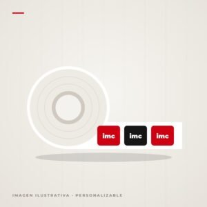 Imagen ilustrativa de etiquetas adhesivas en rollo personalizable con el logotipo de tu marca