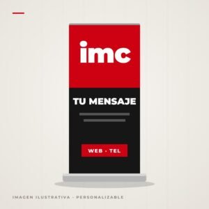 Imagen ilustrativa de roll-up publicitario personalizable con el logotipo de tu marca