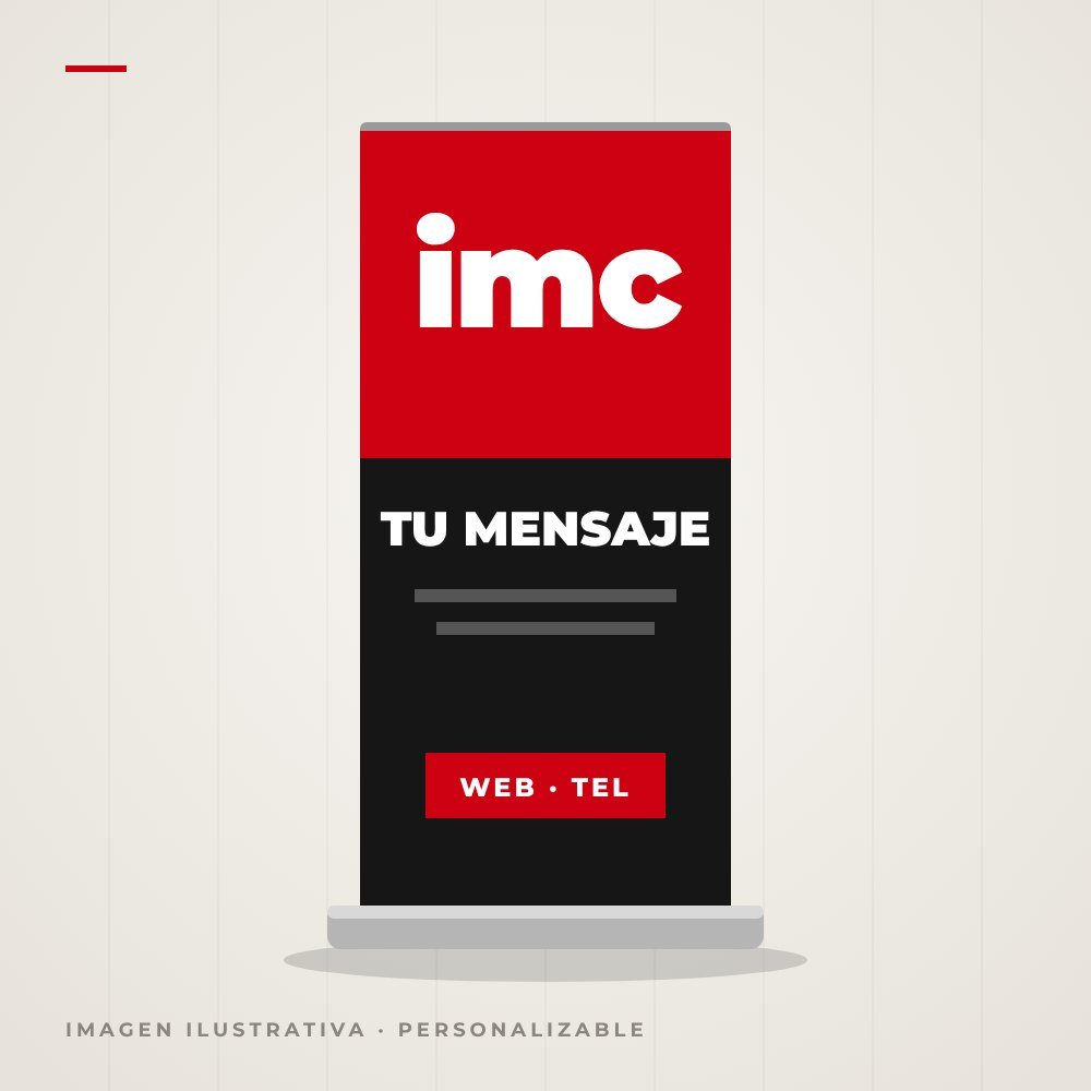 Imagen ilustrativa de roll-up publicitario personalizable con el logotipo de tu marca