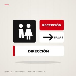 Imagen ilustrativa de señalética interior personalizable con el logotipo de tu marca
